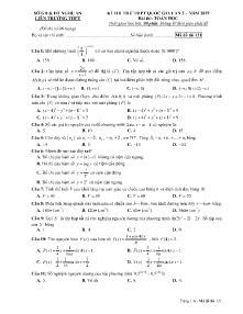 Đề thi thử THPT Quốc Gia lần 2 năm 2019 môn Toán Học - Mã đề 121 - Liên Trường THPT Nghệ An