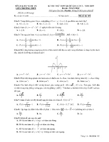 Đề thi thử THPT Quốc Gia lần 2 năm 2019 môn Toán Học - Mã đề 105 - Liên Trường THPT Nghệ An