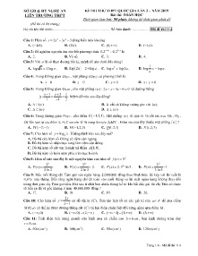Đề thi thử THPT Quốc Gia lần 2 năm 2019 môn Toán Học - Mã đề 114 - Liên Trường THPT Nghệ An