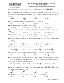 Đề thi thử THPT Quốc Gia lần 2 năm 2019 môn Toán Học - Mã đề 113 - Liên Trường THPT Nghệ An