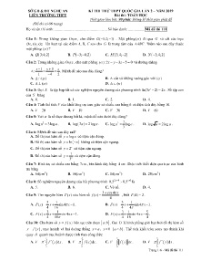 Đề thi thử THPT Quốc Gia lần 2 năm 2019 môn Toán Học - Mã đề 111 - Liên Trường THPT Nghệ An