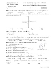Đề thi thử THPT Quốc Gia lần 2 năm 2019 môn Toán Học - Mã đề 124 - Liên Trường THPT Nghệ An