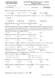 Đề thi thử THPT Quốc Gia lần 2 năm 2019 môn Toán Học - Mã đề 101 - Liên Trường THPT Nghệ An (Có đáp án)