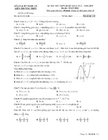 Đề thi thử THPT Quốc Gia lần 2 năm 2019 môn Toán Học - Mã đề 112 - Liên Trường THPT Nghệ An