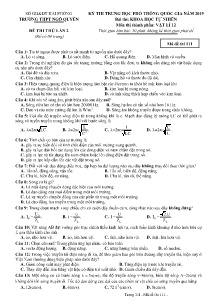 Đề thi thử THPT Quốc Gia lần 2 năm 2019 môn Vật Lý Lớp 12 - Mã đề 111 - Trường THPT Ngô Quyền (Có đáp án)