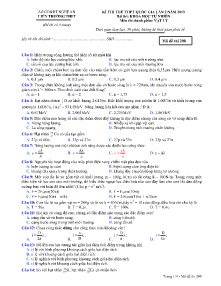 Đề thi thử THPT Quốc Gia Lần 2 năm 2019 môn Vật Lý - Mã đề 208 - Liên Trường THPT - Nghệ An