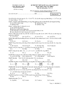 Đề thi thử THPT Quốc Gia lần 2 năm 2019 môn Vật Lý - Mã đề 215 - Liên Trường THPT Nghệ An