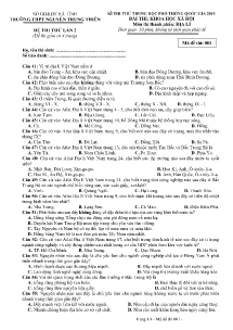 Đề thi thử THPT Quốc Gia lần 2 năm học 2018-2019 môn Địa Lí Lớp 12 - Mã đề 001 - Trường THPT Nguyễn Trung Thiên (Có đáp án)