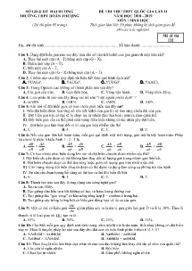 Đề thi thử THPT Quốc Gia lần 2 năm học 2018-2019 môn Sinh Học - Mã đề 132 - Trường THPT Đoàn Thượng (Có đáp án)