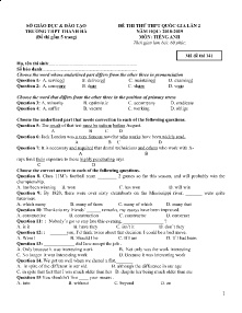 Đề thi thử THPT Quốc Gia lần 2 năm học 2018-2019 môn Tiếng Anh - Mã đề 141 - Trường THPT Thanh Hà (Có đáp án)