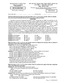 Đề thi thử THPT Quốc Gia Lần 2 năm học 2018-2019 môn Tiếng Anh - Mã đề 015 - SGD & ĐT Ninh Bình