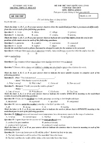 Đề thi thử THPT Quốc Gia lần 2 năm học 2018-2019 môn Tiếng Anh Lớp 12 - Mã đề 120 - Trường THPT Lý Thái Tổ (Có đáp án)