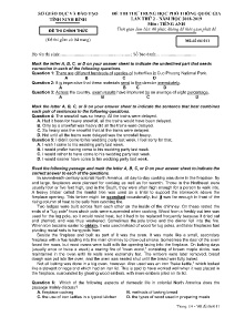 Đề thi thử THPT Quốc Gia Lần 2 năm học 2018-2019 môn Tiếng Anh - Mã đề 011 - SGD & ĐT Ninh Bình