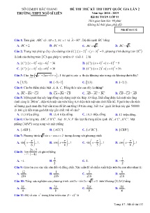 Đề thi thử THPT Quốc Gia Lần 2 năm học 2018-2019 môn Toán Lớp 11 - Mã đề 132 - Trường THPT Ngô Sĩ Liên (Có đáp án