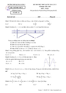 Đề thi thử THPT Quốc Gia lần 2 năm học 2018-2019 môn Toán Lớp 12 - Mã đề 132 - Trường THPT Quảng Xương 1 (Có đáp án)