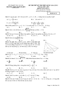 Đề thi thử THPT Quốc Gia Lần 3 năm học 2018-2019 môn Toán Lớp 11 - Mã đề 132 - Trường THPT Ngô Sĩ Liên (Có đáp án