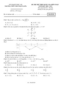 Đề thi thử THPT Quốc Gia lần 4 năm 2019 môn Toán - Mã đề 132 - Trường THPT Trần Đại Nghĩa (Có đáp án)