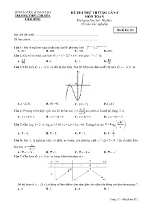 Đề thi thử THPT Quốc Gia lần 4 năm 2019 môn Toán - Mã đề 132 - Trường THPT Chuyên Thái Bình (Có đáp án)