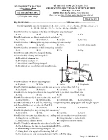 Đề thi thử THPT Quốc Gia lần I năm 2018-2019 môn Hóa Học Lớp 12 THPT, BT THPT - Mã đề 021 - Sở GD&ĐT Ninh Bình