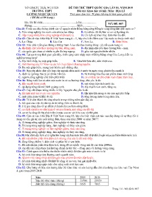 Đề thi thử THPT Quốc Gia lần II năm 2019 môn Địa Lí - Mã đề 007 - Trường THPT Lương Ngọc Quyến