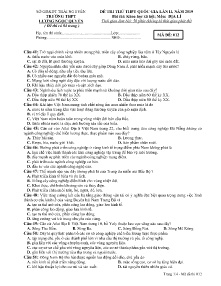 Đề thi thử THPT Quốc Gia lần II năm 2019 môn Địa Lí - Mã đề 012 - Trường THPT Lương Ngọc Quyến