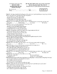 Đề thi thử THPT Quốc Gia lần II năm 2019 môn Địa Lí - Mã đề 021 - Trường THPT Lương Ngọc Quyến