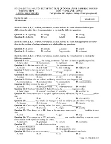 Đề thi thử THPT Quốc Gia Lần II năm học 2018-2019 môn Tiếng Anh Lớp 12 - Mã đề 019 - Trường THPT Lương Ngọc Quyến