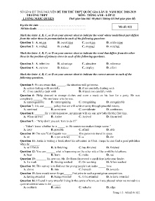 Đề thi thử THPT Quốc Gia Lần II năm học 2018-2019 môn Tiếng Anh Lớp 12 - Mã đề 022 - Trường THPT Lương Ngọc Quyến