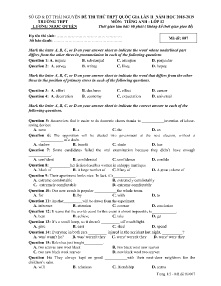 Đề thi thử THPT Quốc Gia Lần II năm học 2018-2019 môn Tiếng Anh Lớp 12 - Mã đề 007 - Trường THPT Lương Ngọc Quyến