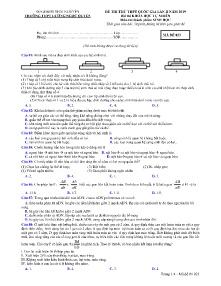 Đề thi thử THPT Quốc Gia Lần II năm học 2019 môn Sinh Học - Mã đề 023 - Trường THPT Lương Ngọc Quyến
