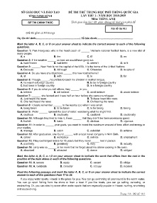 Đề thi thử THPT Quốc Gia lần thứ I năm học 2018-2019 môn Tiếng Anh - Mã đề 011 - Sở GD&ĐT Ninh Bình
