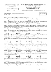 Đề thi thử THPT Quốc Gia lần thứ I năm học 2018-2019 môn Vật Lí - Mã đề 016 - Sở GD&ĐT Ninh Bình