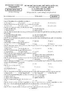Đề thi thử THPT Quốc Gia lần thứ nhất năm học 2018-2019 môn Sinh Học - Mã đề 017 - Sở GD & ĐT Ninh Bình