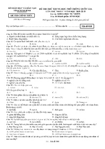 Đề thi thử THPT Quốc Gia lần thứ nhất năm học 2018-2019 môn Sinh Học - Mã đề 008 - Sở GD & ĐT Ninh Bình