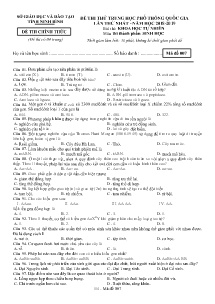 Đề thi thử THPT Quốc Gia lần thứ nhất năm học 2018-2019 môn Sinh Học - Mã đề 007 - Sở GD & ĐT Ninh Bình