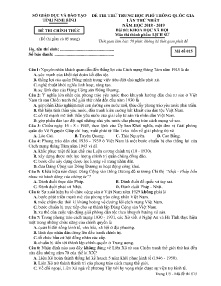 Đề thi thử THPT Quốc Gia lần thứ nhất năm học 2018-2019 môn Lịch Sử - Mã đề 015 - Sở GD & ĐT Ninh Bình