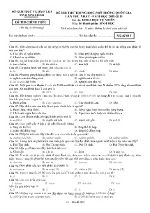 Đề thi thử THPT Quốc Gia lần thứ nhất năm học 2018-2019 môn Sinh Học - Mã đề 012 - Sở GD & ĐT Ninh Bình