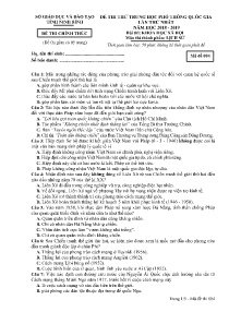 Đề thi thử THPT Quốc Gia lần thứ nhất năm học 2018-2019 môn Lịch Sử - Mã đề 004 - Sở GD & ĐT Ninh Bình