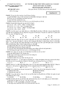 Đề thi thử THPT Quốc Gia năm 2019 lần 1 môn Sinh Học - Mã đề 123 - Trường THPT Ngô Quyền (Có đáp án)
