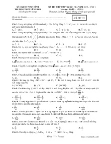 Đề thi thử THPT Quốc Gia năm 2019 Lần 1 môn Toán Lớp 11 - Mã đề 111 - Trường THPT Yên Mô B (Có đáp án)