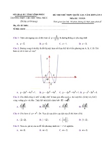 Đề thi thử THPT Quốc Gia năm 2019 Lần 1 môn Toán - Trường THPT Chuyên Vĩnh Phúc (Có lời giải)
