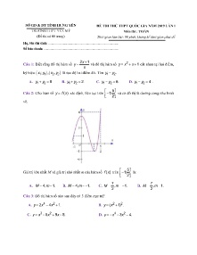 Đề thi thử THPT Quốc Gia năm 2019 Lần 1 môn Toán - Trường THPT Yên Mỹ (Có lời giải)