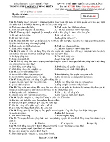 Đề thi thử THPT Quốc Gia năm 2019 lần 2 môn Giáo Dục Công Dân - Mã đề 001 - Trường THPT Nguyễn Trung Kiên (Có đáp án)