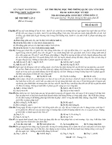 Đề thi thử THPT Quốc Gia năm 2019 lần 2 môn Giáo Dục Công Dân Lớp 12 - Trường THPT Ngô Quyền (Có đáp án)