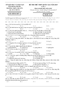 Đề thi thử THPT Quốc Gia năm 2019 lần 2 môn Hóa Học - Mã đề 132 - Trường THPT Chuyên Quang Trung (Có đáp án)