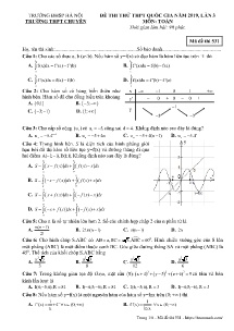 Đề thi thử THPT Quốc Gia năm 2019 lần 3 môn Toán - Mã đề 531 - Trường THPT Chuyên Đại Học Sư phạm Hà Nội (Có đáp án)