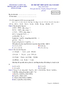 Đề thi thử THPT Quốc Gia năm 2019 môn Hóa Học - Mã đề 001 - Trường THPT Lê Trung Kiên (Có lời giải)