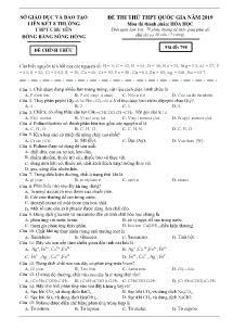 Đề thi thử THPT Quốc Gia năm 2019 môn Hóa Học - Mã đề 798 - Liên Kết 8 Trường THPT Chuyên Đồng Bằng Sông Hồng (Có đáp án)