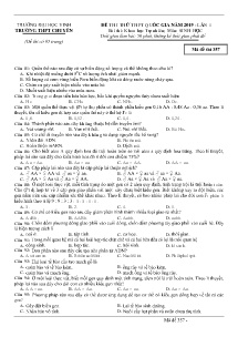 Đề thi thử THPT Quốc Gia năm 2019 môn Sinh Học - Mã đề 357 - Trường THPT Chuyên - Trường Đại Học Vinh (Có đáp án)