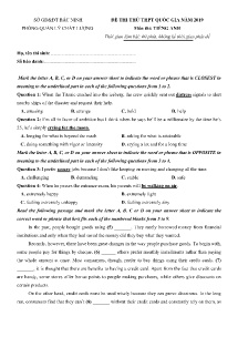 Đề thi thử THPT Quốc Gia năm 2019 môn Tiếng Anh - Sở GD&ĐT Bắc Ninh (Có đáp án)